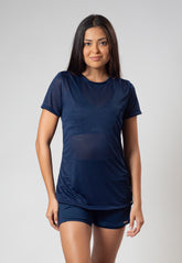 Camisa Alongada Listras Marinho