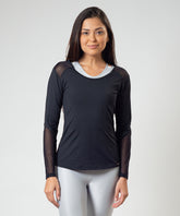 Camisa Manga Longa V Tule Preta