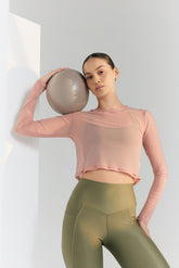 Cropped Tule Manga Longa Blush