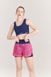 Short Feminino RunPro Marinho com Pink