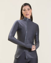 Blusa com Zíper Reflexos - Chumbo