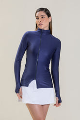 Blusa com Zíper Reflexos Marinho