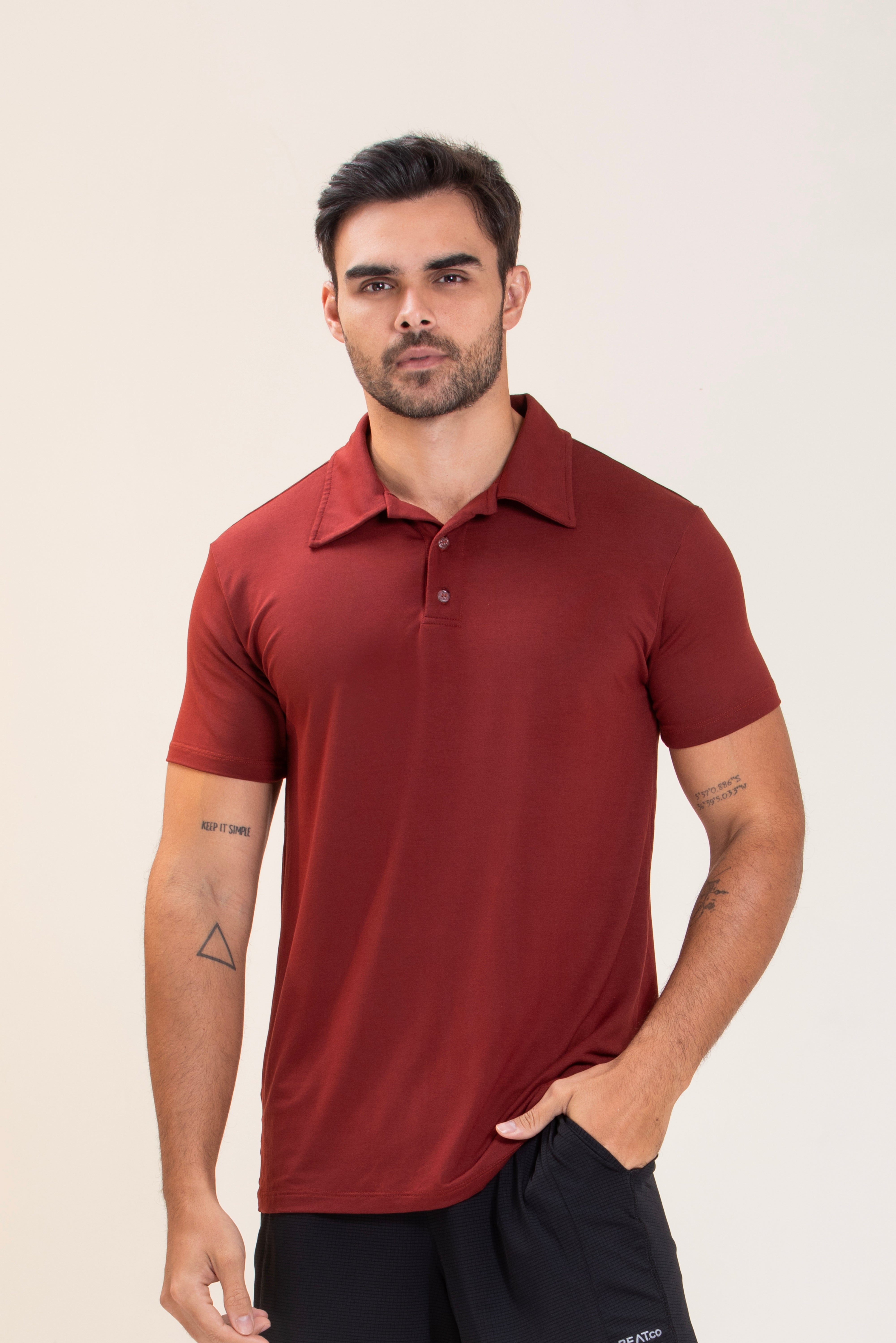 Camisa Masculina Polo Modal Vinho