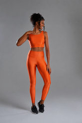 Calça Metalic Cós V Laranja