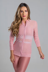Casaco Tule Manga Longa Rosa