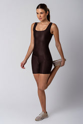 Macacão Curto Bolsos Laterais Coffe