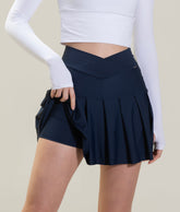 Short Saia Plissada Reflexos - Marinho