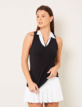 Regata Canelada Decote V Preta