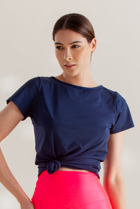 Blusa Costas Transpassadas Marinho
