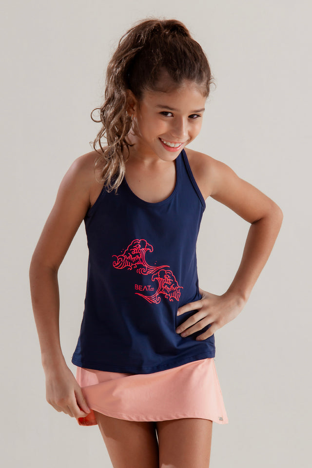 Regata Feminina Inf. Pink Waves Marinho